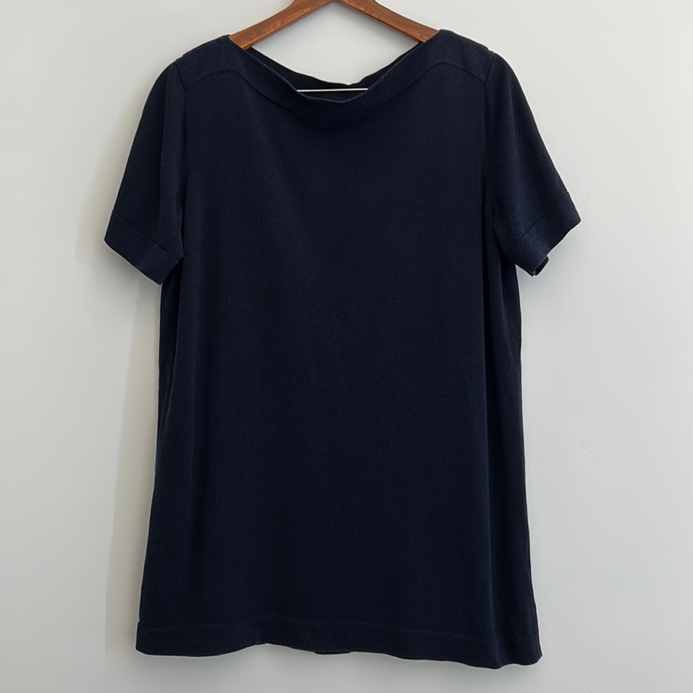 COS Navy Blue Pullover Short Sleeved Cotton Shirt Dress